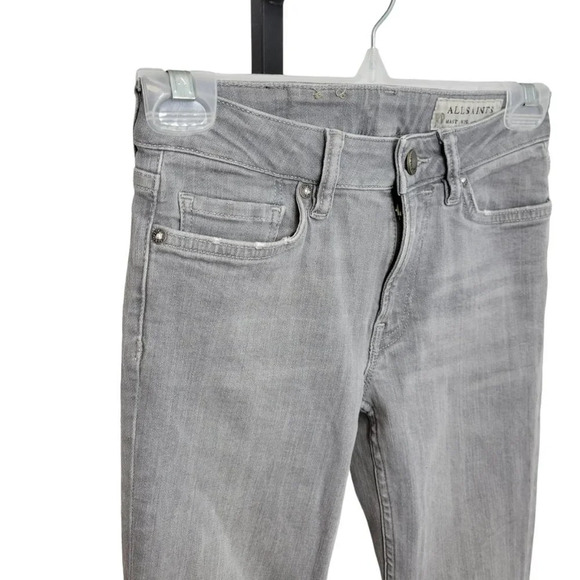 All Saints Mast Zip  Bottom Skinny Jeans Gray Wash - Picture 3 of 9